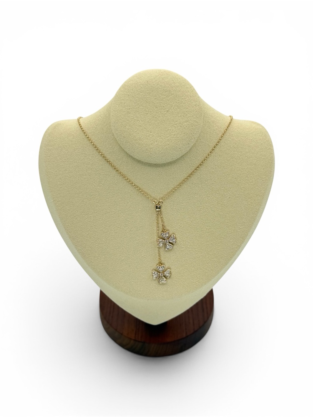 Bomb Party Vermeil Necklace "The Rare Clover Duo" Rare Unicorn Diamond Cz